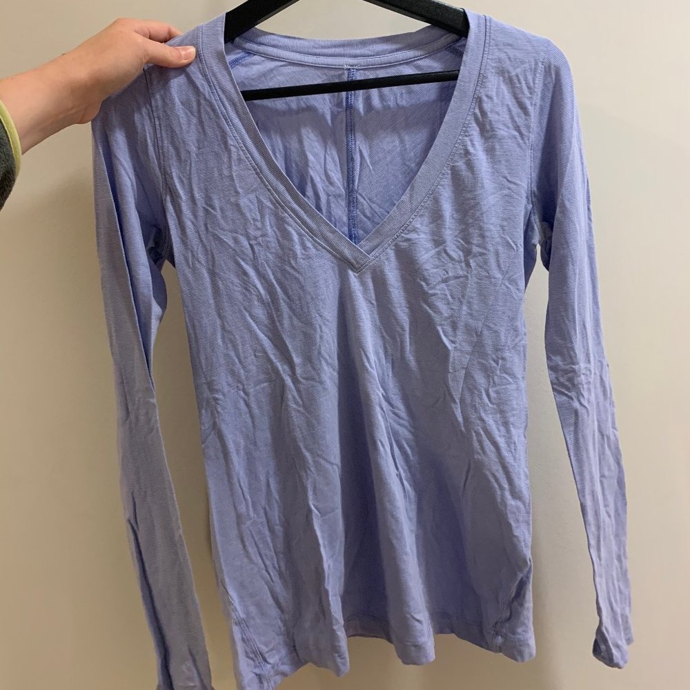 Lululemon long-sleeve v-neck shirt in lilac